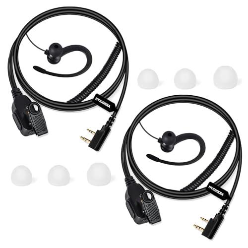 HYSHIKRA Auricolare leggero per radio a forma di G compatibile con Retevis Baofeng Kenwood RT24 UV5R TK250 TK320 Walkie Talkie (nero, 2 PACK)