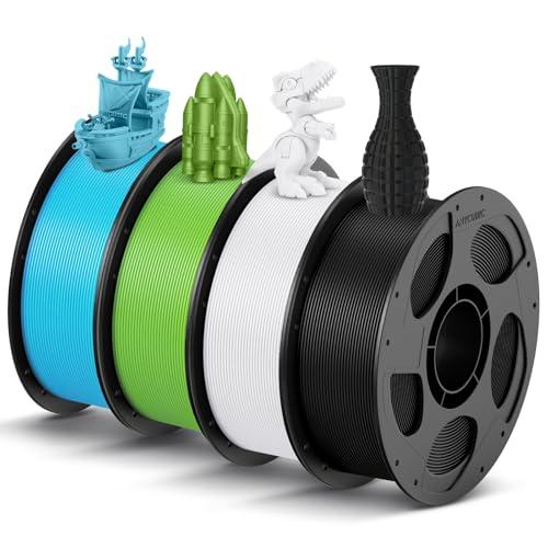 ANYCUBIC Filamento PLA 1,75 mm, Filamento PLA per Stampante 3D, Confezione Sottovuoto, Identificazione Intelligente, Nero, Bianco, Foglia Primavera, Turchese Tropicale 4KG