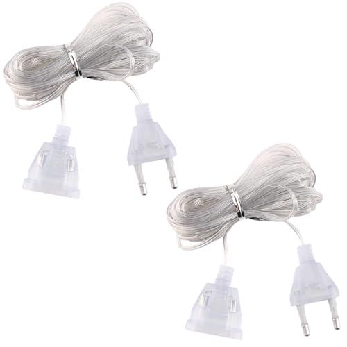 Set di 2 Cavi di Prolunga Elettrica Trasparenti da 5m, Cavo Ultra-Sottile 2 Fili con Spina, per Apparecchiature a Basso Consumo Energetico e Illuminazione Decorativa