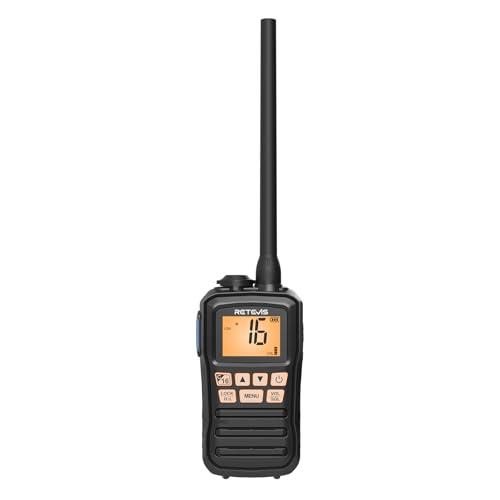 Retevis RM01P VHF Marino Portatile, Vibrazione Galleggiante 88 Canali, 1750mAh, Tipo C, Marine Walkie Talkie Impermeabile IP67, RM01 Versione Aggiornata per Barche da Pesca (Nero, 1 Pz)
