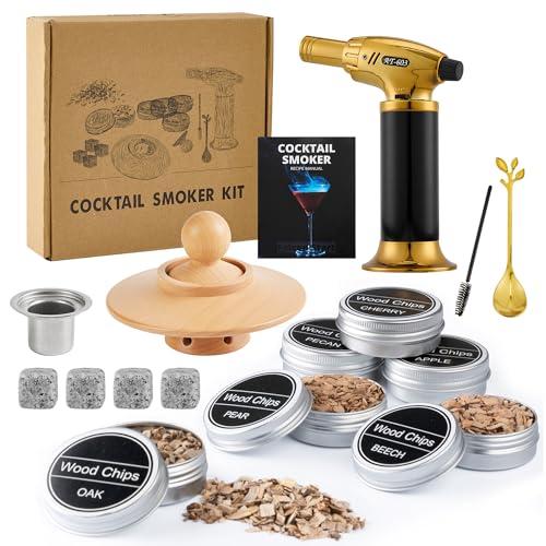 Jettory Set da Cocktail Smoker – Affumicatore per Whisky con 6 Tipi di Legno e Torcia – Kit per Affumicare Cocktail e Distillati – Senza Butano (venduto separatamente)
