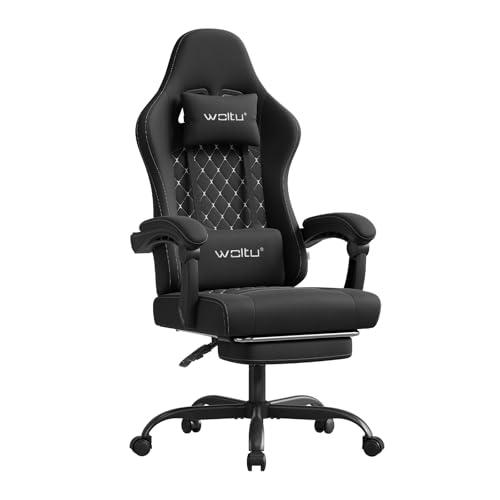 WOLTU Sedia da Gioco con Massaggio, Sedia da Ufficio Ergonomica, Ampia Sedia Girevole Imbottita per Computer con Cuscino Lombare Massaggiante, Carico 150 Kg, Tessuto Tecnologico/tessuto a rete, #3515