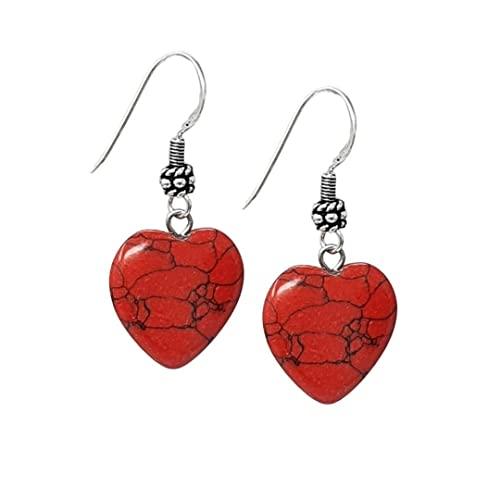 Orecchini a Forma di cuore da Donna - Perle di pietre preziose naturali da 20 mm con orecchini a gancio in argento 925