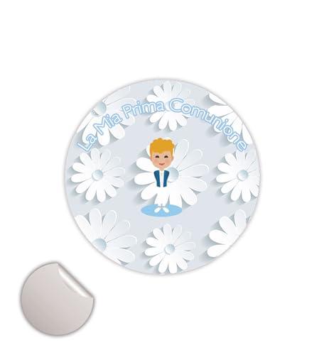 Arterby's® - Tag Adesivi Tondi Prima Comunione – 40 mm/4cm – Etichette Bollini Sticker Bimbo Bimba (30, V012)