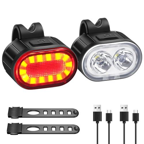 Blendura Luci Bicicletta LED, Luci Bici Anteriore Posteriori IPX4 USB Ricaricabili Luci per Bicicletta Luce MTB Adatto per Varie Bici