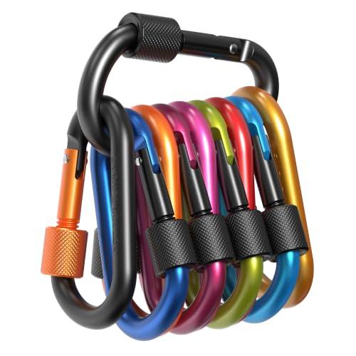 RAVN HAMAN 10 x Moschettoni con ghiera - Colorato - - Moschettone con chiusura a vite fino a 30 kg - - Ganci a scatto per interni ed esterni - - Ganci per amache, sacchi da box, portachiavi, ecc.