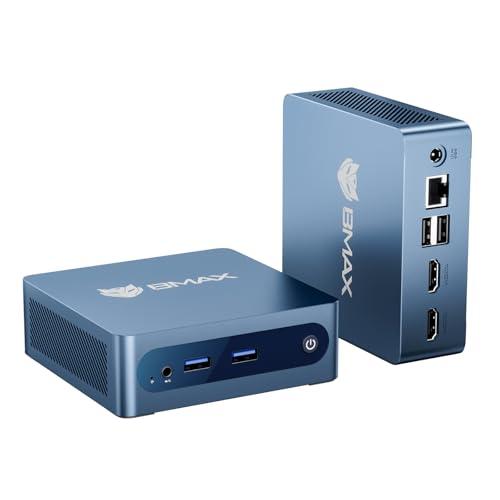 BMAX Mini PC B1 Plus Intel Celeron J3355 6GB RAM, 128GB eMMC [Espandibile fino a 2TB m.2 SSD] Mini Desktop Computer Dual Display 4K@60 Hz HDMIx2 | USBx4 | WiFi 5 | Bluetooth | per Ufficio/Casa/Affari