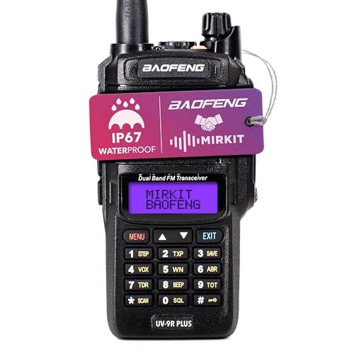 MIRKIT Radio impermeabile, BAOFENG UV-9R Plus MK1 (UV-82 3a generazione), MaxPower con cavo di programmazione USB per batteria Dual Band UV9R & 2200 mAh, IP67 radio portatile: polvere, freddo e