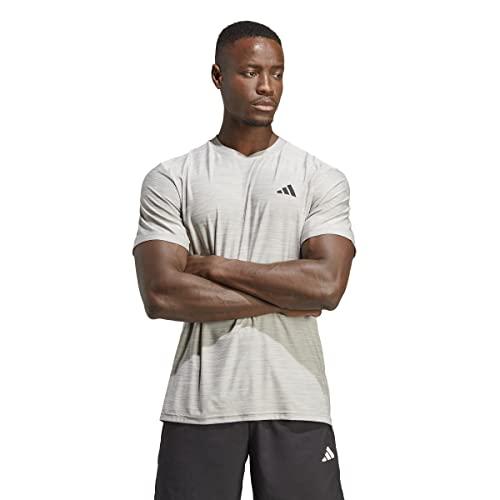 adidas Uomo Train Essentials Stretch Training Tee, Mgh Solid Grey/White/Black, M
