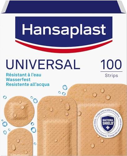 Hansaplast Cerotti UNIVERSAL, Cerotti impermeabili con elevato potere adesivo, Cerotti traspiranti per tutti i tipi di ferite, 1 confezione da 100 Pezzi in 4 formati