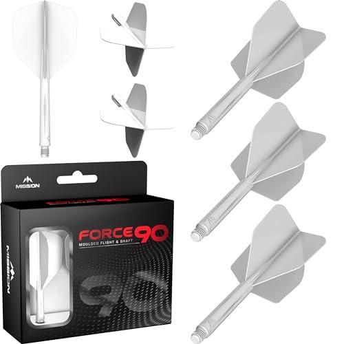 Mission Darts Force 90 | Freccette con sistema integrato di precisione e asta, confezione da 3 alette e steli combinati professionali altamente durevoli | Standard No.6