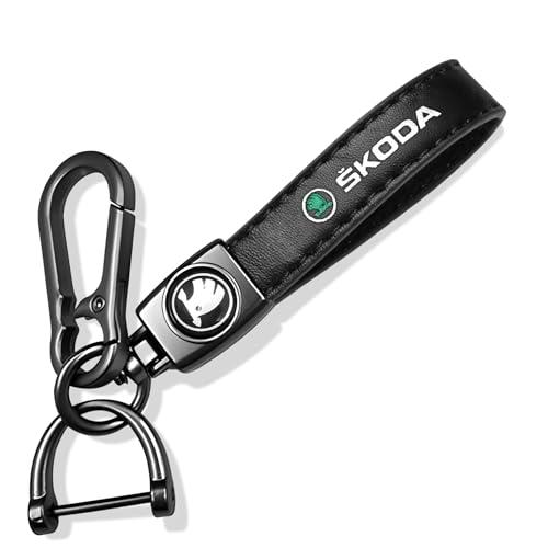 SyFednn Portachiavi Auto in Pelle Compatibile con Kodiaq, Karoq, Kamiq, Octavia, Superb, Fabia, Enyaq, Elroq, Portachiavi Personalizzato Uomo Donna, Accessori Chiave Auto/Moto