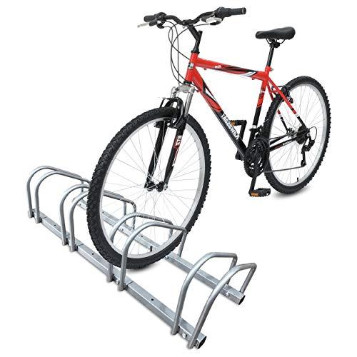 VOUNOT Rastrelliera per Biciclette, Rastrelliera Portabici, Installazione a pavimento e parete, 4 Posti, Argento