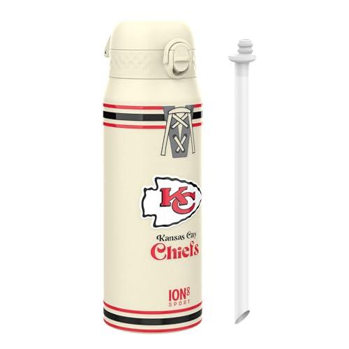 Ion8 NFL Kansas City Chiefs Borraccia Termica con Cannuccia Rimovibile, 750ml/24oz, a Prova di Perdite, Facile da Aprire, Serratura Sicura, Lavabile in Lavastoviglie, Maniglia per il Trasporto