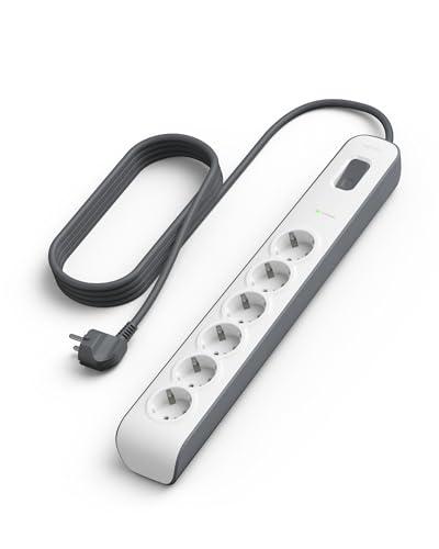 Belkin Ciabatta multipresa con 6 prese, protezione dalle sovratensioni con 6 prese CA protette, 650 joule, cavo di prolunga di 2 metri, presa multipla per casa, ufficio, laptop, computer e altro