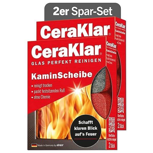 abrazo CeraKlar KaminScheibe, pulizia dei vetri senza graffi e senza prodotti chimici, 4 pezzi (2x2)