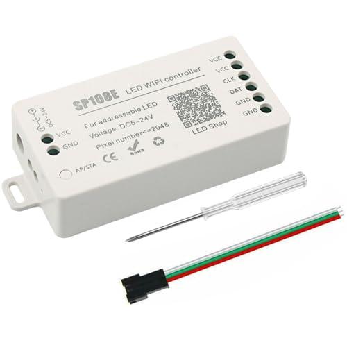 VIPMOON SP108E Controller WiFi DC 5-24V per Strisce LED, Controllore WiFi dell'APP iOS Android per Striscia LED RGBW WS2812 WS2813 WS2815 [Classe di efficienza energetica A]