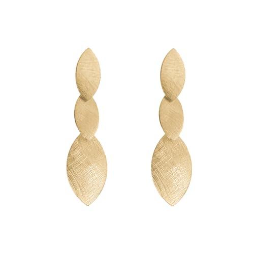 Malu Maiese - Orecchini Navettes Lunghi, Placcati in Oro 18, Gioielli da Festa, Orecchini Lunghi e Leggeri, Gioielli moda, Regalo per Donna, Mamma