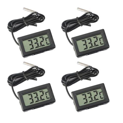 ARCELI Termometro digitale LCD Monitoraggio della temperatura con sonda esterna per frigorifero Frigorifero congelatore Acquario - Nero（4 pezzi ）