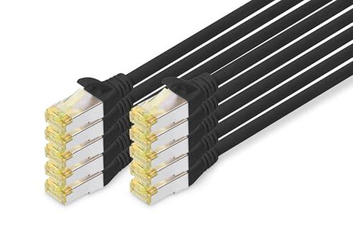 DIGITUS Cavo LAN Cat 6A - 2m - 10 pezzi - Cavo di rete RJ45 - S/FTP schermato - Compatibile con Cat-6 e Cat-7 - Nero