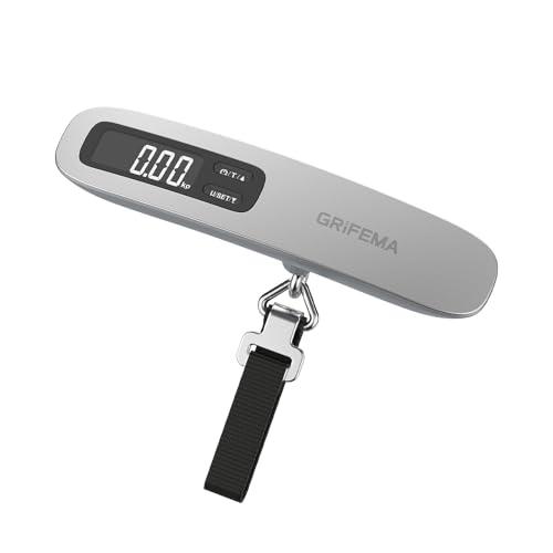 GRIFEMA GA2006 Bilancia da Bagaglio Digitale, 50 kg / 110 lb Precisione 50 g / 0.1 lb, Display LCD Retroilluminato, Funzione Tara, Design Compatto e Portatile, per Viaggi e Spedizioni