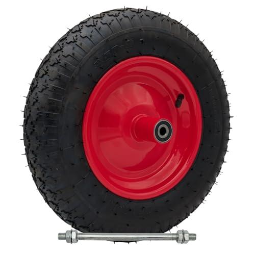 FYRKANT Ruota Pneumatica 3.50-8 per carriola | Cerchio in Acciaio | Gomma 4PR | Battistrada Scolpito | Diametro 35cm Larghezza 9cm Asse da 210 mm
