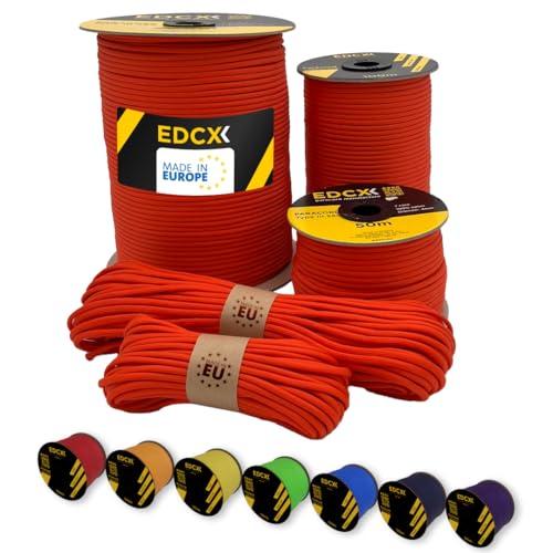 EdcX Paracord 4mm, 35+ Colori Solidi (10m, 15m, 30m, 50m, 100m, 300m) | Ideale per campeggio, sopravvivenza, attività all'aperto | Corda 100% nylon 4 mm| Corda Tattica 550 Tipo III (Light Red, 10 m)