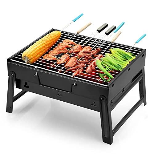 Uten Barbecue Portatile a Carbone, Mini Barbecue per 1-4 Persone, Griglia Pieghevole, L'acciaio Inossidabile Rinforzato è più Resistente, Barbecue da Tavolo, Giardino Terrazza Campeggio Picnic