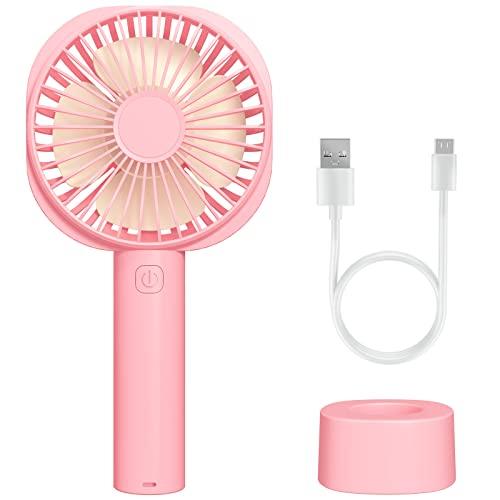 FATE TO FATE Ventilatore Portatile Mini USB Elettrico con Batteria Ricaricabile da 2600 mAh Ventilatore Silenzioso Mano con 3 Velocità Regolabili e Base Staccabile per Ufficio Viaggi Casa Esterni