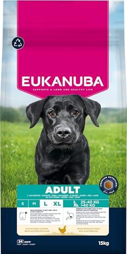 Eukanuba Mangime secco per cani con pollo fresco per razze di taglia grande, mangime secco premium per cani adulti, 15 kg