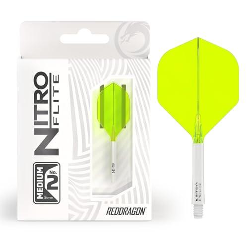RED DRAGON Darts – Nitro Flite Integrato Sistema di Volo e Albero – No.2 Forma e Design – Bianca & Gialla Colore, Media Lunghezza