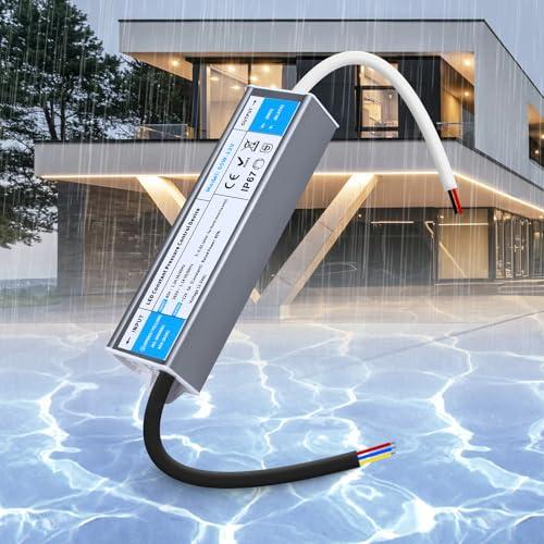 SUCIKORIO 12V 60W Impermeabile Trasformatore LED Esterno IP67, Ultra Sottile Alimentatore LED Driver AC 220V a DC 12 Volt 5A 60W Trasformatori Adattatore LEDs a Tensione Costante Senza Sfarfallio