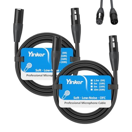 Yinker 2 pezzi cavo XLR Male-Female 1,5m cavo microfono XLR 3 poli maschio-femmina 2 pezzi per apparecchiature audio e sonore 1,5m
