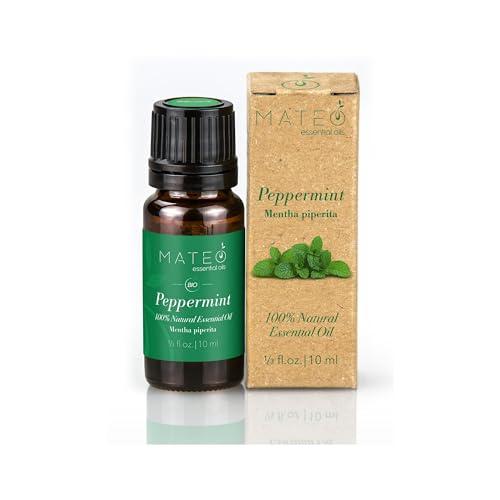 MateoEssentialOils – Olio Essenziale di Menta Piperita 100% Puro & Naturale – Qualità terapeutica – Ideale per Aromaterapia, Diffusori, Massaggi e Cura del Corpo – Effetto Rinfrescante – 10 ml.