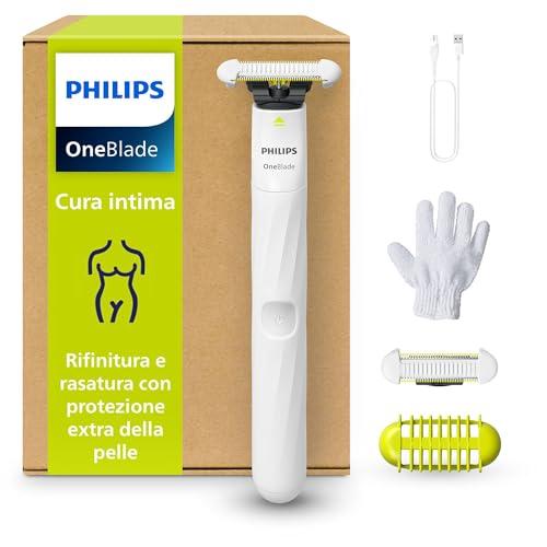 Philips OneBlade Intimate, cura intima, rifinitura e rasatura con protezione extra della pelle, Rasatura precisa e confortevole - senza radere completamente a zero, modello QP1924/28