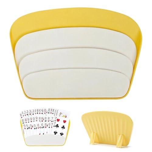 TEOZBLU Porta Carte da Gioco Professionale per Mani Libere, Supporto Reggi Carte Ergonomico per Bambini, Anziani e Adulti, Ideale per Poker e Giochi da Tavolo, 18x12 cm, Colore Crema