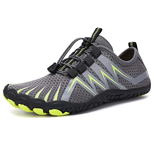 Teechodina Scarpe da trail unisex da uomo e da trekking, scarpe da corsa a piedi nudi, scarpe da ginnastica, Grigio A., 42 EU