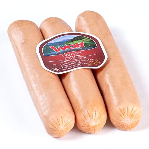 Wolf, Würstel, 3 pezzi, Leggera Affumicatura con Legno di Faggio, Carne di Suino Accuratamente Selezionata, Senza Glutine, Sottovuoto, 250 g (min. netto garantito)