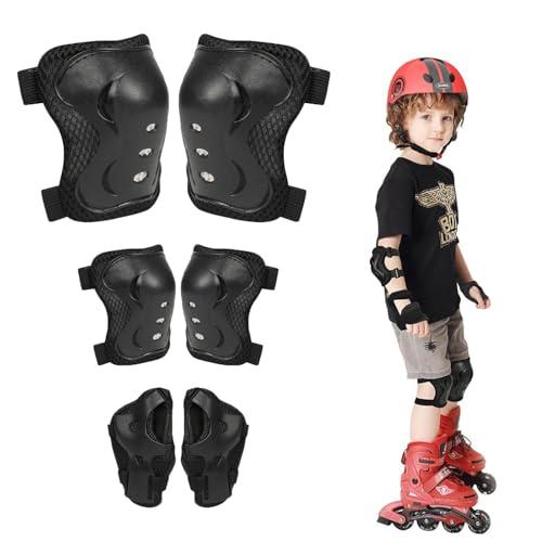 Protezione Kit per Bambini,Protezioni Set per Bambini,Protezioni Skateboard Bambini,Protezioni Pattini Bambina,Adatto ai bambini dai 3 ai 12 anni,per Skate, Bicicletta, Sci, Pattinaggio (Nero)