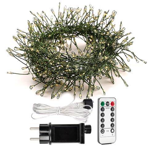 ZELUXDOT Accendi Petardo Luci 6m 200 LED Filo Verde Stringa di Rame Luci da Interno Lucine con Telecomando per Camera da Letto,Matrimonio,Compleanno,Festa,Albero di Natale,Giardino,Patio