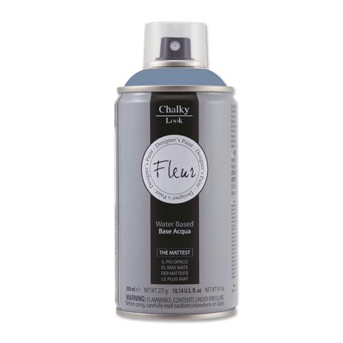 FLEUR Spray Vernice Chalk Paint, Extra Opaco, all' Acqua senza Odore, MultiSuperficie, 300 ml F63 Copenaghen Blue, Effetto Gesso, Shabby Chic Vintage, per Mobili, per Interno - Esterno