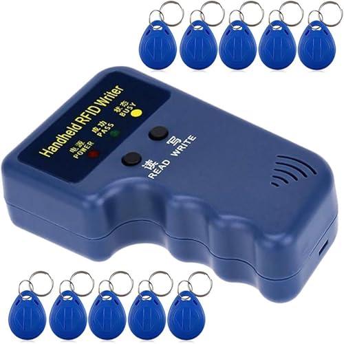 Scrittore del Lettore di RFID, Scrittore Astuto Tenuto in Mano del Lettore Della Catena Portachiavi di 125khz RFID, Copiatore, Compreso le Carte Chiave Scrivibili T5577 10pcs per il Card (Card)