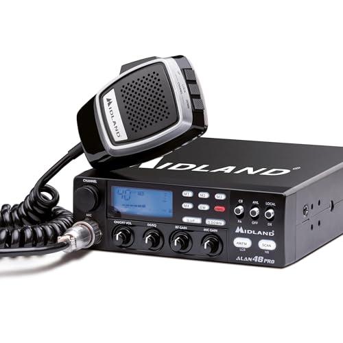 Midland - Radio CB ALAN 48 PRO, Ricetrasmittente Veicolare Multibanda Senza Licenza, Potenza Regolabile 1W/4W, Display LCD, SCAN, Dual Watch, RF Gain, Filtri ANL e Noise Blanker, Microfono 6 Pin