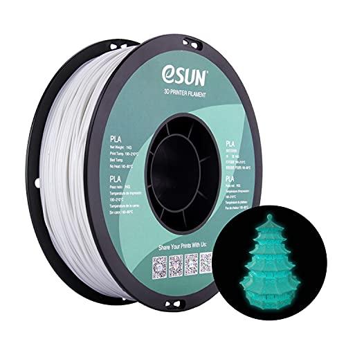 eSUN PLA Filamento Bagliore Stampante 3D, Filamento Bagliore Nell'oscurità Blu Scuro da 1,75 mm,Precisione Dimensionale+/-0,05mm, Bobina da 1kg (2,2Libbre) Filamento per Stampa 3D,Blu Luminoso