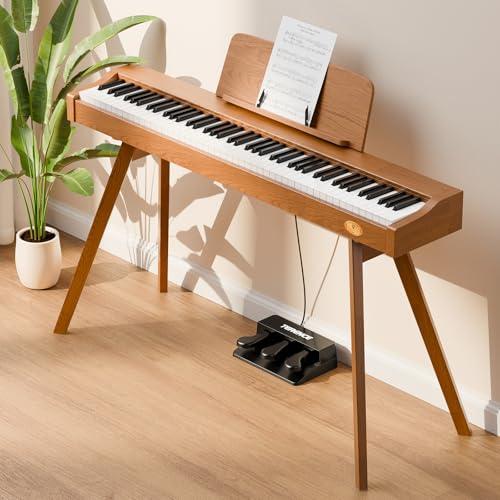 TERENCE Pianoforte Digitale 88 Tasti Pesati Martello pesante con Supporto Altoparlanti Stereo 20W Triplo Pedale Registrazione Video MIDI Audio Bluetooth Supporto App Finitura in Legno Elegante