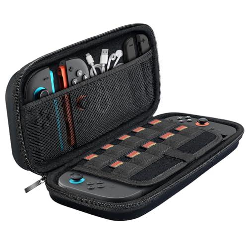 TiMOVO Custodia Compatibile con Nintendo Switch 2 2025, Cover Custodia Rigida Protettiva Portatile per Console Switch 2 e Accessori, con 10 Cartucce di Gioco e Tasca,Nero