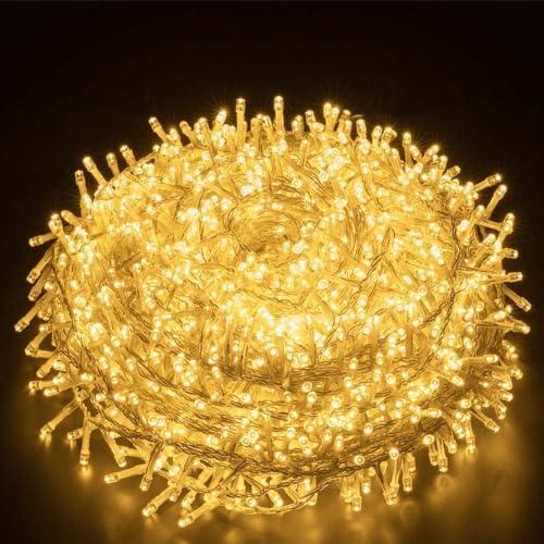 Elegear Luci Natale Esterno 50 Metri, Luci Albero di Natale 2000 Led 8 Modalità Luci Catena Luminosa Impermeabile Filo Luci Esterno per Camere da Letto Giardino Feste Matrimonio, Bianco Caldo
