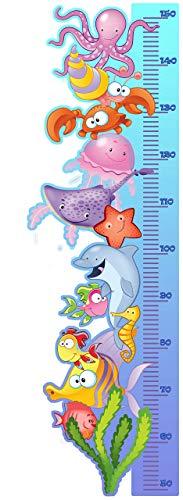 Adesivo Metro cameretta - Wall sticker - misura altezza bambino bambina parete cameretta casa (Mare Pesci)