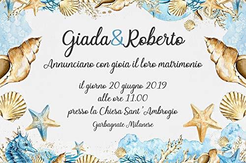 Partecipazioni matrimonio personalizzate inviti nozze conchiglie mare sabbia 10 pz
