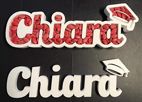 Contenitore Portaconfetti in Polistirolo NOME PERSONALIZZATO CON CAPPELLO LAUREA cm 20 x 60